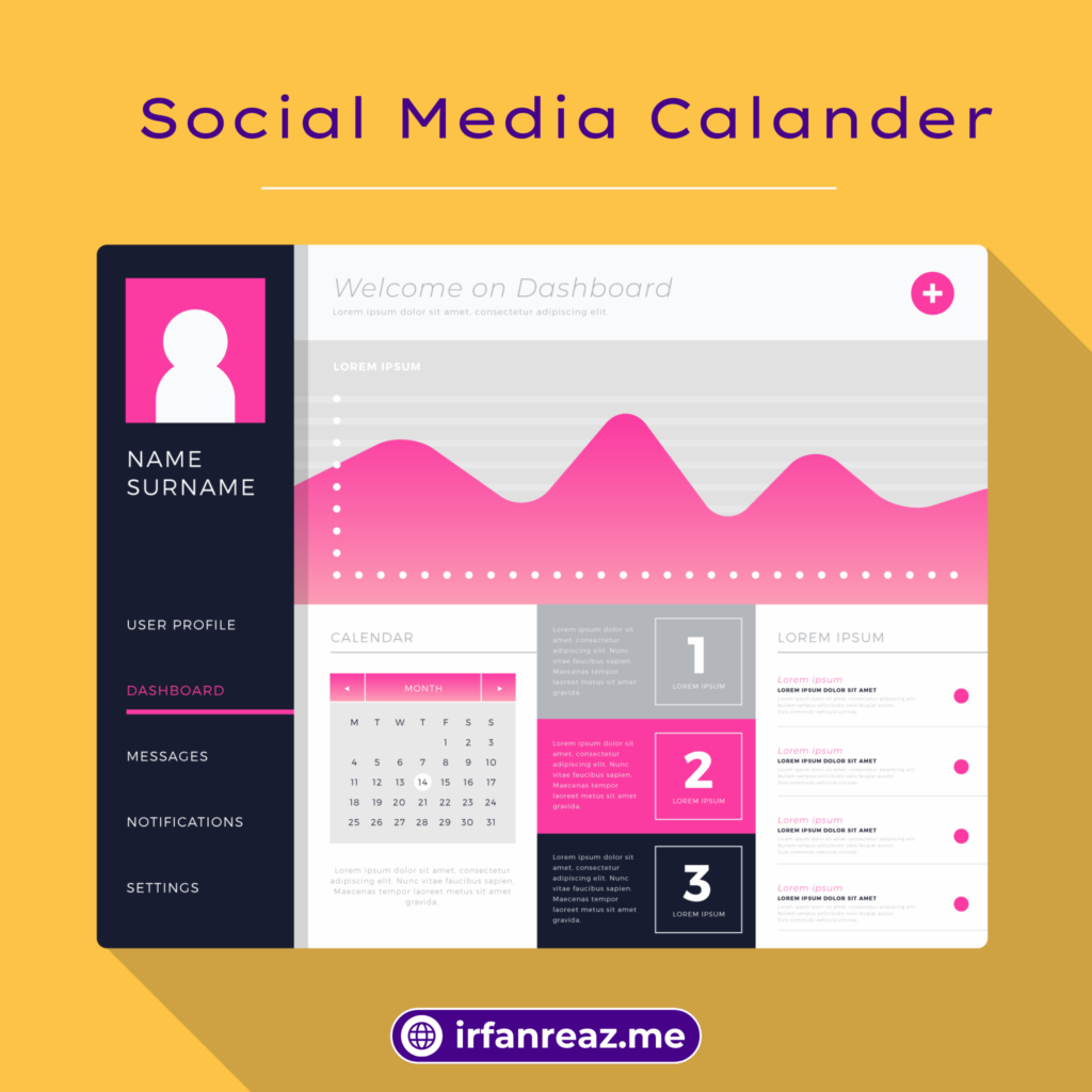 Social media calendar planning on a desk with tools and templates