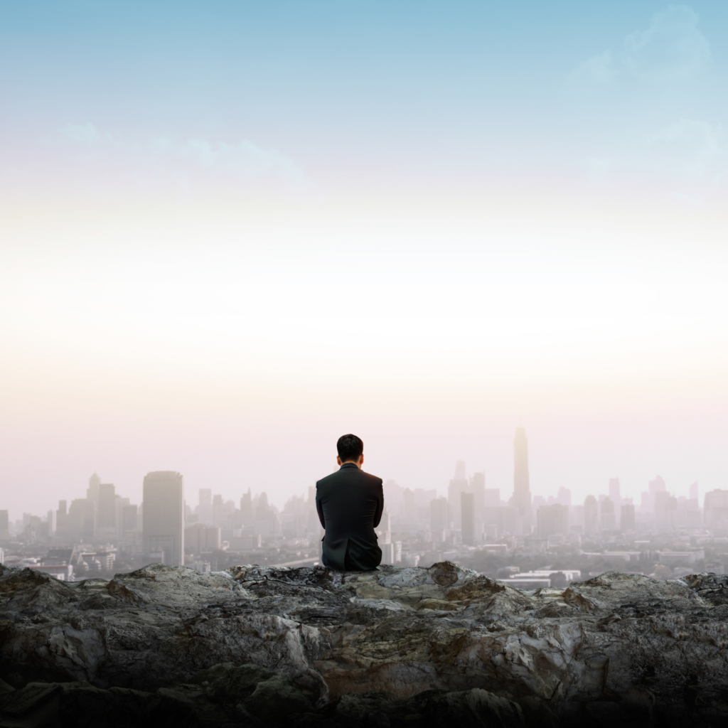 A man with a business vision and mission view the horizon of opportunities